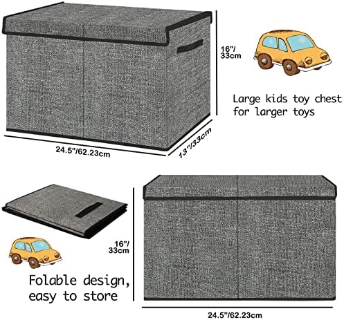 Pantryily Large Foldable Toy Storage Box with Lid,Plush Toy Organizer Chest - Image 4