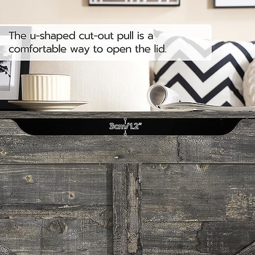 HOOBRO Storage Bench, 39.4” Retro Wooden Storage Chest with U-Shaped Cut-Out Pull, Safety Hinge, Supports 330 lb and Easy Assembly for Toy Box Organizer (Vintage Gray) VP771CW01G1 - Image 7
