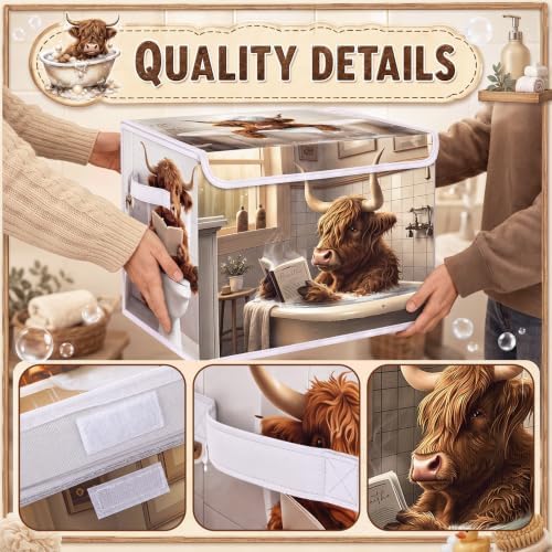 Briwooody Highland Cow Storage Bin with Lid and Carrying Handle - Image 3