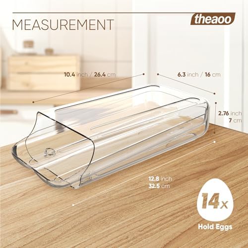 theaoo Egg Holder for Fridge, Automatic Rolling Egg Container, Clear, 1Pack - Image 3