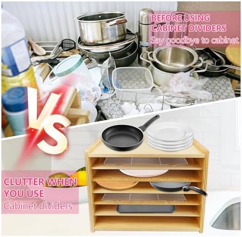 Wooden Tray Dividers for Kitchen Cabinet, 7 Tier Large Size Tray Dividers, 19.7 in x15.74 in x15.2 in, for Cookie Sheets, Baking trays, Cutting Board, Pans, for Organizing Cabinets, 5 Years Warranty - Image 4