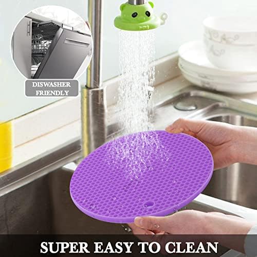 Silicone Silicone Trivet for Hot Dishes, 4 Pack Purple Heat Resistant Silicone Hot Pads Pot Holders for Kitchen Counter Non-Slip Trivets for Hot Pots and Pans, Small Dish Drying Mat & Spoon Rest - Image 6