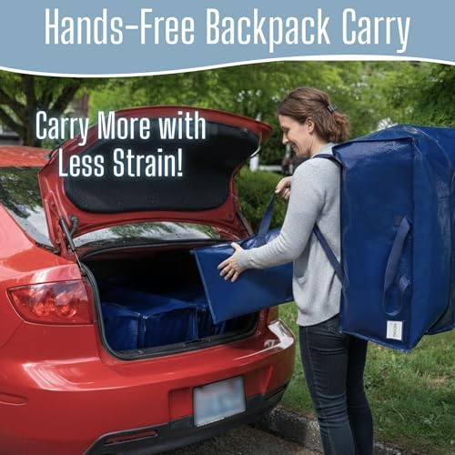 VENO 4 Pack Heavy Duty Moving Bags with Backpack Straps, Zippers & Handles, Extra Large Packing Bags for College Dorm Essentials, Moving Supplies Alternative to Cardboard Moving Boxes - Image 4