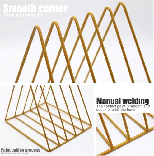 QPEY 5-Slot Gold Metal Triangle File Holder, 2pc for Office - Image 3