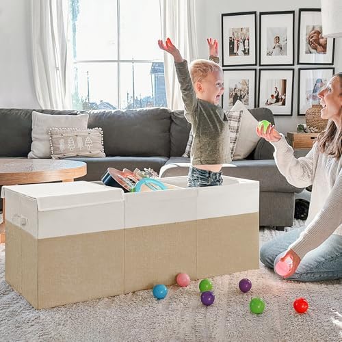 INDRESSME 185L Extra Large Toy Storage Box with Lid Collapsible Toy Chest - Image 2