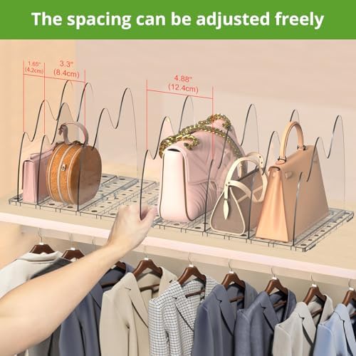ANTOWIN 2 Pack Clear Purse Organizers for Closet, Adjustable Shelf Divider, Handbag Separators Storage Organizer, Shelf Divider in Bedroom, Office, Kitchen - Image 4