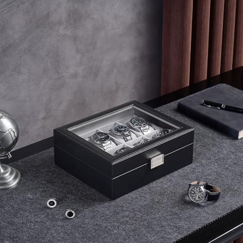 ProCase Watch Box, 8 Slot Mens Watch Display Case, Black - Image 3