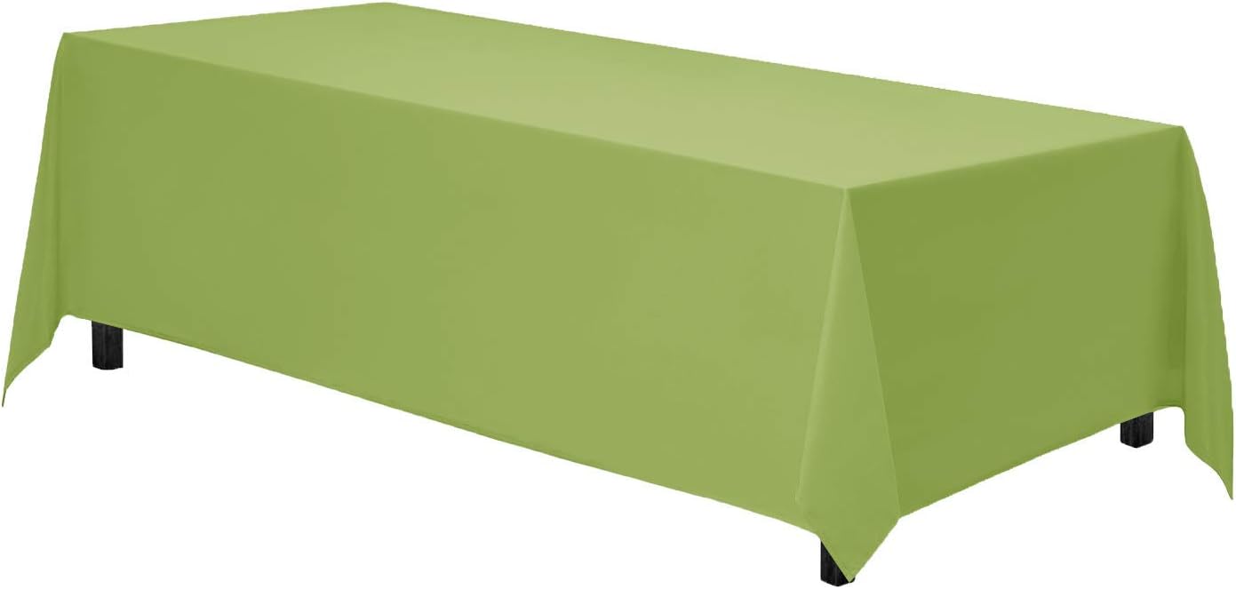 Gee Di Moda Rectangle Tablecloth - 90 x 156 Inch Apple Green Table Cloth for 8 Foot Table with Floor-Length Drop - Heavy Duty Washable Fabric - 8 Ft Buffet Table, Holiday Party, Wedding & Baby Shower