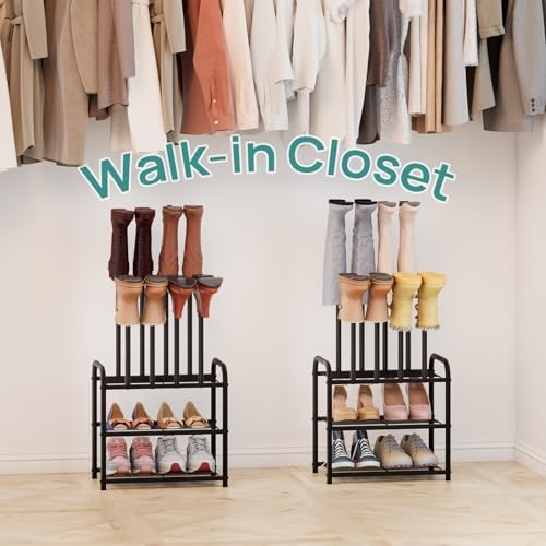 viewcare Black Boot Rack, Small Boot Rack Organizer, Tall Boots with Shoe Rack for Closet, Shoe Shelf Storage Organizer for Entryway Small Space - Image 3