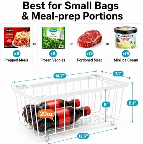 iSPECLE Deep Freezer Organizer Bins - Small Baskets for 7 Cu.Ft, 6 Pack - Image 4