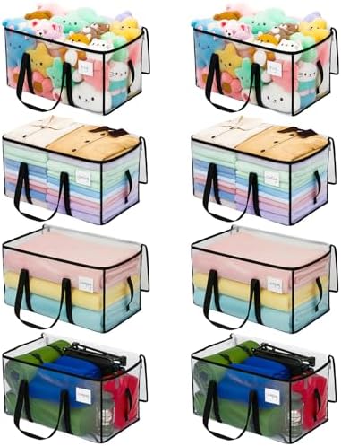 8 Pack 93L Extra Large Heavy Duty Clear Moving Bags 200LBS, Black Edges by Dntorx