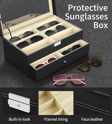 NEWLOOP 10/30 Slots Sunglass Organizer for Multiple Pairs of Eyeglass See-through Display Case Storage Box for Women Men - Image 5