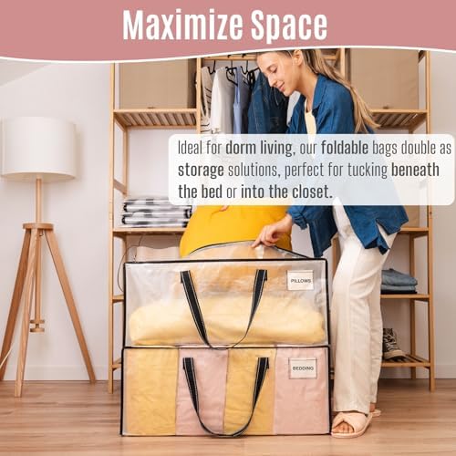 VENO Heavy Duty Moving Bags, Storage Bags, Easy Visibility, Clear, 6 Pack - Image 5