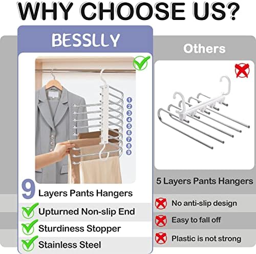 Upgrade 9 Layers Pants Hanger Space Saving Non-Slip Closet Organizer 2 Pack - Image 2