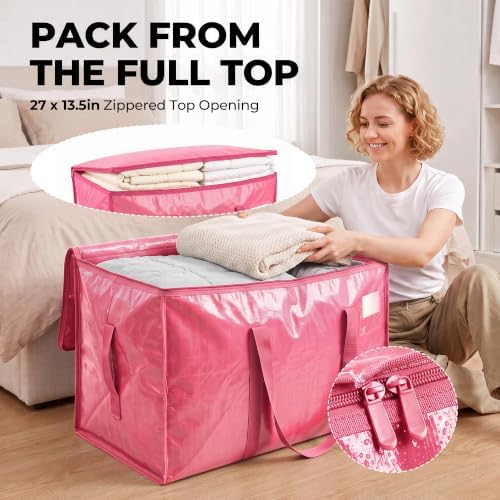 6 Pack Heavy Duty Moving Bags, Extra Large with Handles, Pink - Image 3