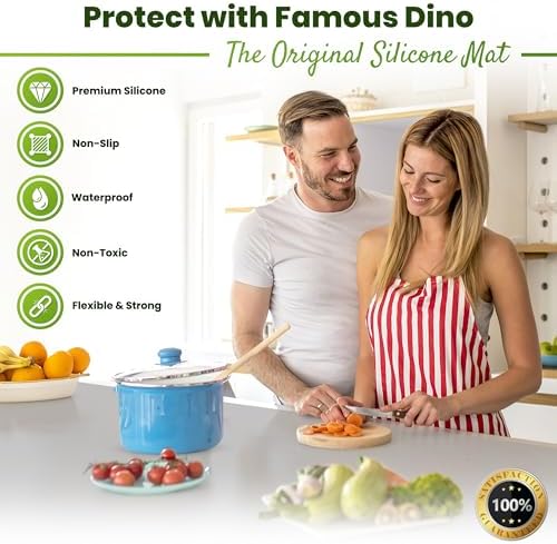 Premium Silicone Mat 25" x 17" Cooking Mat Thick Heat Resistant, Kitchen Counter Mat - Coffee Machine, Glass Top Stove Cover Countertop Protector for Air Fryer, Baking mat (Semi-Translucent) - Image 4