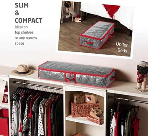ZOBER Gift Wrapping Paper Organizer Storage - 40" Gift Wrap Storage Containers With Interior Pockets For Bows, Tags & Ribbons - Wrapping Paper Holder, Waterproof, Fits 24 Standard Rolls (Gray) - Image 3