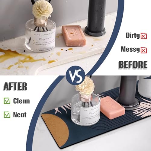 Sink Faucet Absorbing Mat, 2 Pack Drying Mat Around Faucet Sink Splash Guard Behind Faucet Sinkmat For Kitchen Bathroom Island Rv 15 * 5.5 Inch (38 * 14 cm) - Image 3