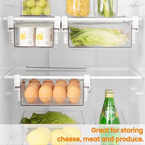 vacane Large Fridge Under Shelf Drawer, Pull Out Refrigerator Drawer Organizer Fridge Organizer Bins, Fridge Storage Container Holder for Produce, Deli Meat, Cheese, Bacon, Easy to Install-L - Image 3