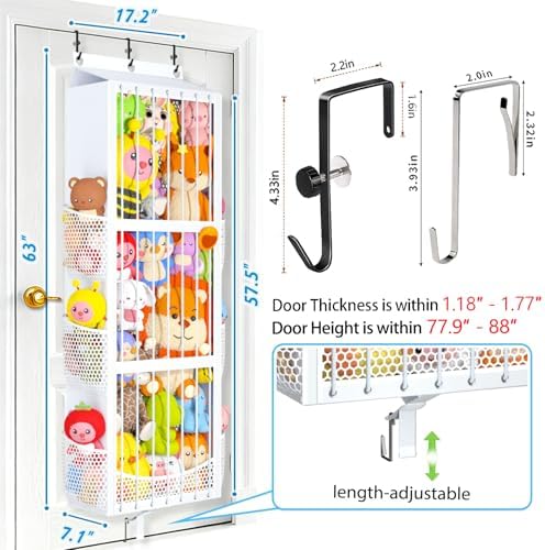 Toread Over the Door Stuffed Animal Storage – Patent Elastic Rope Design Easy Store Plush Toy Stuff Animal Organizer Large Capacity Hanging Stuffie Storage Suitable for Kids Room Toy Holder Bedroom - Image 5