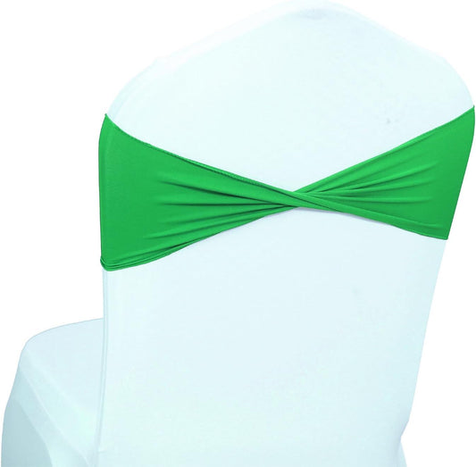 VDS Pack of 250 PCS | Light Green | Spandex Chair Sashes Bows Without Buckle | Stretch Elastic Banquet Universal Folding Chair Band Tie with for Wedding Party Conference Celebration Event Decoration