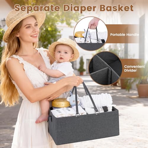 Orzbow Diaper Caddy Cart, 4 Tier Baby Rolling Storage Cart, Grey - Image 3