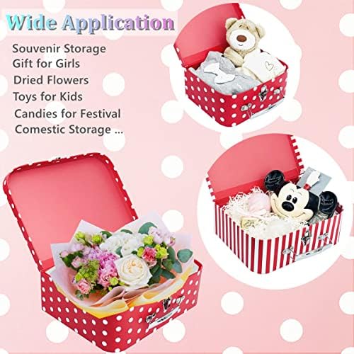 Paperboard Suitcases Set of 3 Decorative Storage Boxes With Lids, Red Gift Boxes With Lids, Nesting Gift Boxes for Disney Toys Barbie Doll Kids, Christmas or New Year Decoration - Image 6
