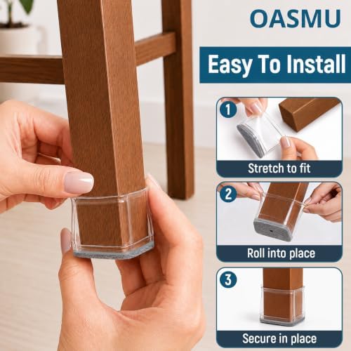 OASMU 32 Pcs Chair Leg Floor Protectors for Hardwood Floors Square - Image 6