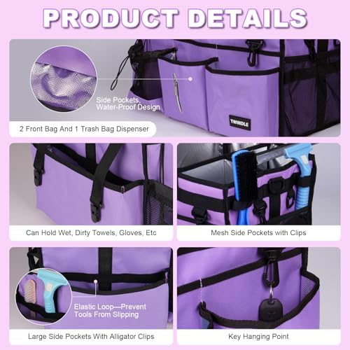 Large Cleaning Caddy Bag With Detachable Divider,Caddy Organizer With Handle,Cleaning Supply Storage With Adjustable Shoulder Strap & Waist Belt For Cleaners,Cleaning Housekeepers - Image 3