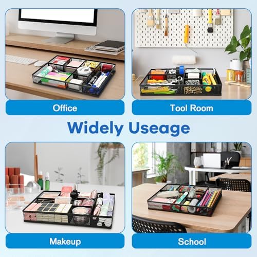 shenee Desk Drawer Organizer Tray,Drawer Organizer for Office and Home,Desk Organizer with Drawers,7 Compartments,Non-Slip Desk Organizers (Black, 12.3" L x 8.3" W x 1.8" H) - Image 6