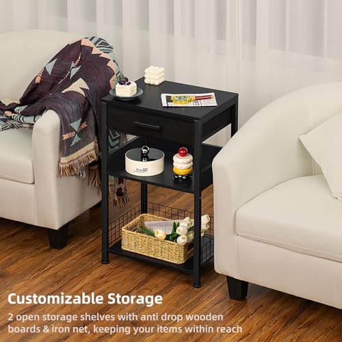 Lerliuo Printer Stand with Storage,3 Tier Home Office Organizer with Fabric Drawer,Industrial Style Printer Table for Printer, Scanner, Paper and Office Supplies - Image 7