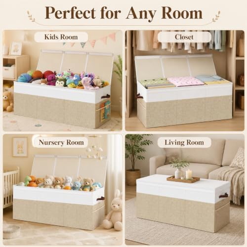 150L Extra Large Toy Storage Box with Lid for Boys Girls Nursery Playroom - Image 3