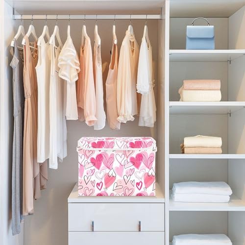 Valentine's Day Storage Bins with Lids and Carrying Handle,Foldable Storage Boxes Organizer Containers Baskets Cube with Cover for Home Bedroom Closet Office - Image 6