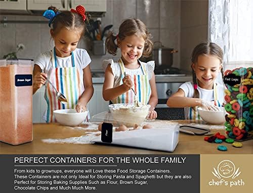 Chef's Path - Kitchen Storage Box Set - 8 Airtight Food Jars for Storing Spaghetti, Pasta, Flour, Cereals, Pet Food Preservation, BPA Free (3 quarts) - Image 7