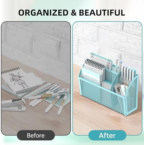 DALTACK 3-Grid Magnetic Pencil Holder, Strong Magnet Locker Organizer, Blue - Image 5