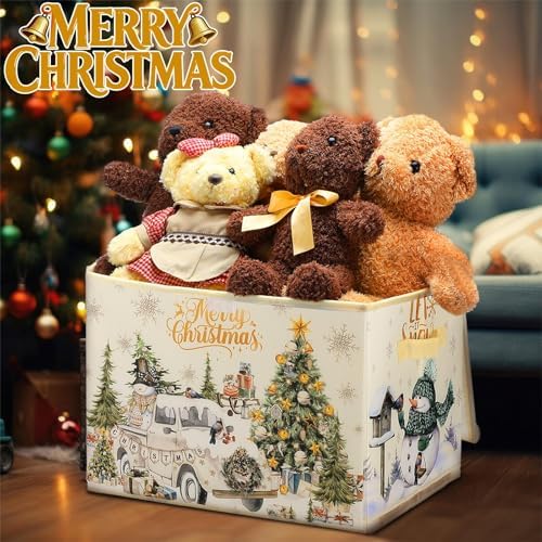 Briwooody Christmas Storage Bin with Lid and Carrying Handle Christmas Foldable Storage Box Large Xmas Decorative Collapsible Container Basket for Organizing Closet Home Bedroom Gift(Truck) - Image 6