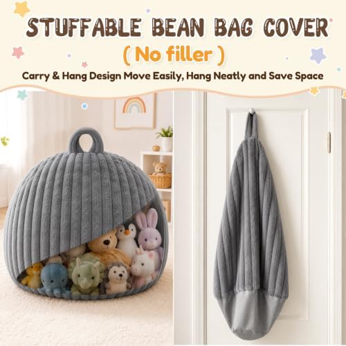 Bean Bag Cover No Filler Stuffed Animal Storage Bean Bag Chair Cover - Image 6