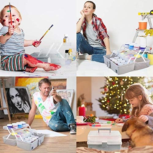 WEWLINE 3-Layers Plastic Portable Storage Box,Household Plastic Craft Supply Box with Handle,Multifunctional Storage Boxes for Children Student,Perfect for Home Office - Image 2