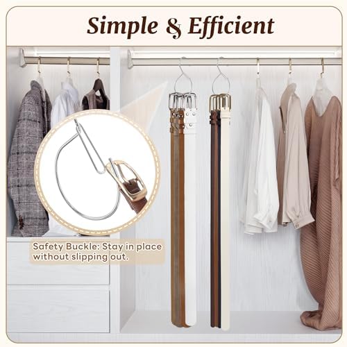 MEILIDY Metal Belt Hanger with Safety Buckle for Closet, Silver, 2 Pcs - Image 2
