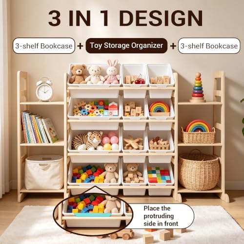 KiddoCood Large 100% Solid Wooden Kids Toy Storage Organizer, 52.3" L - Image 4
