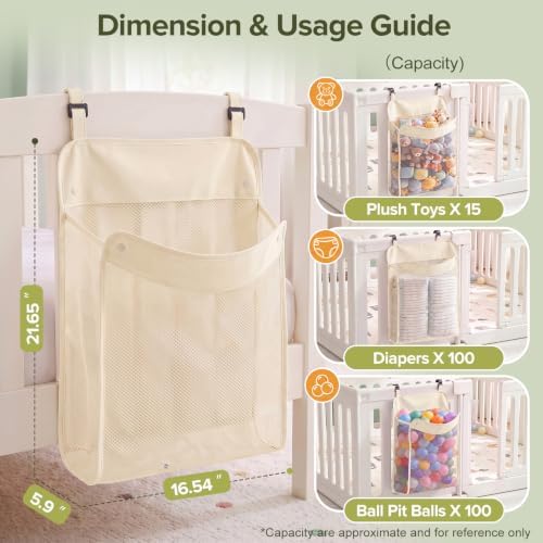Playpen Toy Organizer, Stuffed Animal Storage & Hanging Diaper Organizer - Image 6