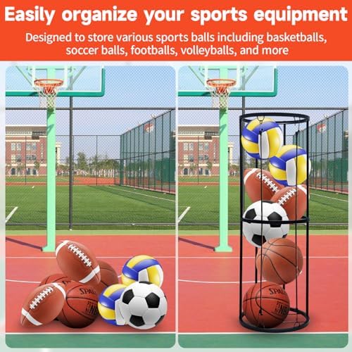 Garage Ball Storage Rack, Wall-Mounted Vertical Ball Holder for Soccer Volleyball Football Basketball, Space-Saving Sports Ball Storage Organizer for Garage, Home - Image 5