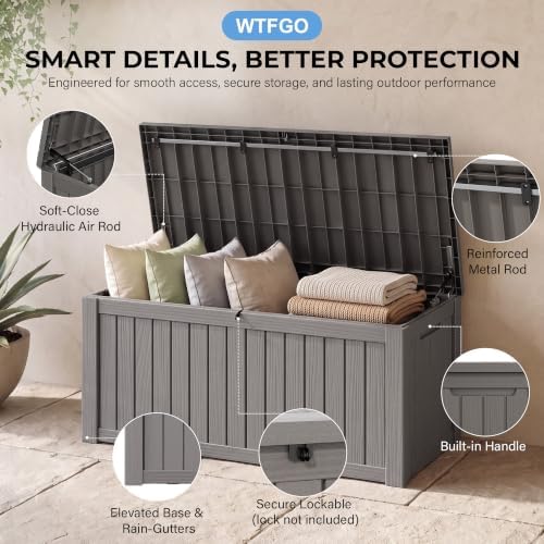 Outdoor Storage Box Waterproof, 155 Gallon Deck Box For Patio Storage - Image 5