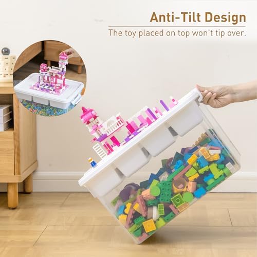 Citylife 32QT 4-Pack Clear Craft Storage Box Buildable Lid Removable Tray - Image 4
