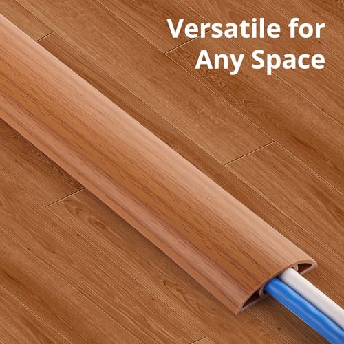 ZhiYo 5.6ft Floor Cord Cover, Cable Cavity 0.6" W x 0.3" H, Yellow Oak Wood - Image 3