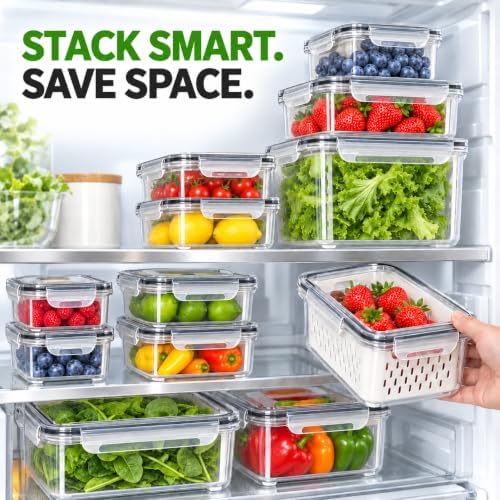 5 Pack Fruit Storage Containers for Fridge with Removable Colanders - Image 6