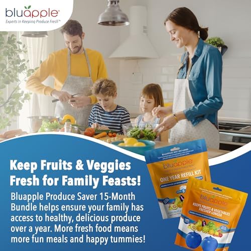 Bluapple Produce Saver Ethylene Gas Absorber - Fresh Fruit & Vegetable Storage for Refrigerator, Kitchen Must Haves, Produce Keeper, Fruit Saver, Each Packet Lasts 3 Months, BPA Free - 15-Month Bundle - Image 5