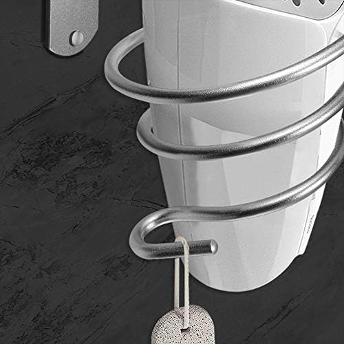 Bathroom Hair Dryer Holder Hair Care Tools Holder Wall Mount (Bright White) - Image 4