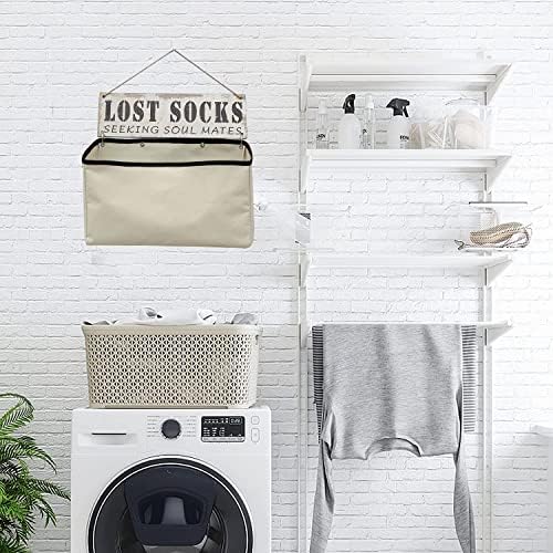 Maida Laundry Room Wall Décor Accessories Canvas Bag Basket Lost socks Funny Wood Sign Organization - Image 5