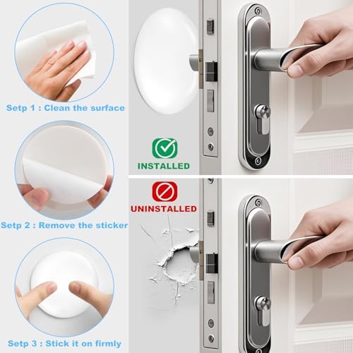 JZWBLILY White 3.15" Large Door Knob Wall Protector, Self Adhesive 6 Pack - Image 3